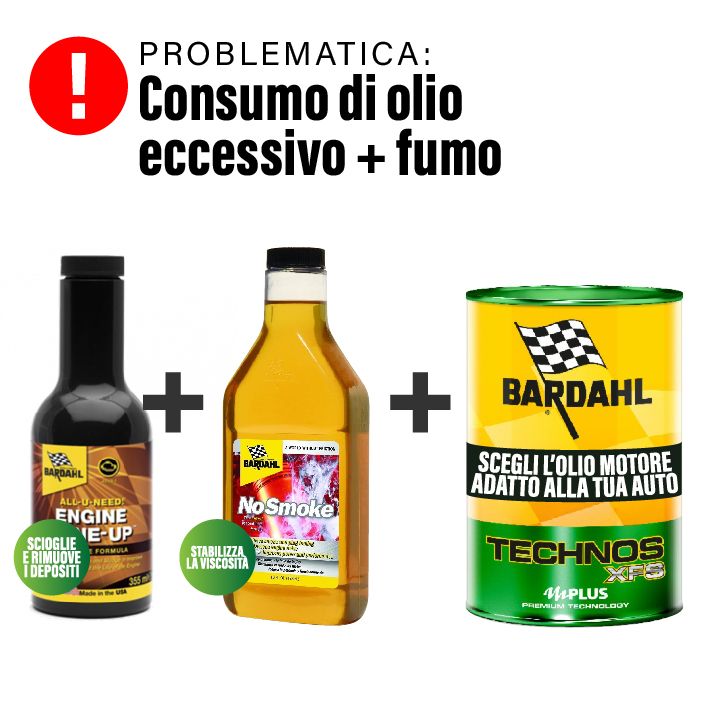 KIT BARDAHL NO SMOKE + BARDAHLADDITIVO ENGINE TUNE UP + OLIO MOTORE